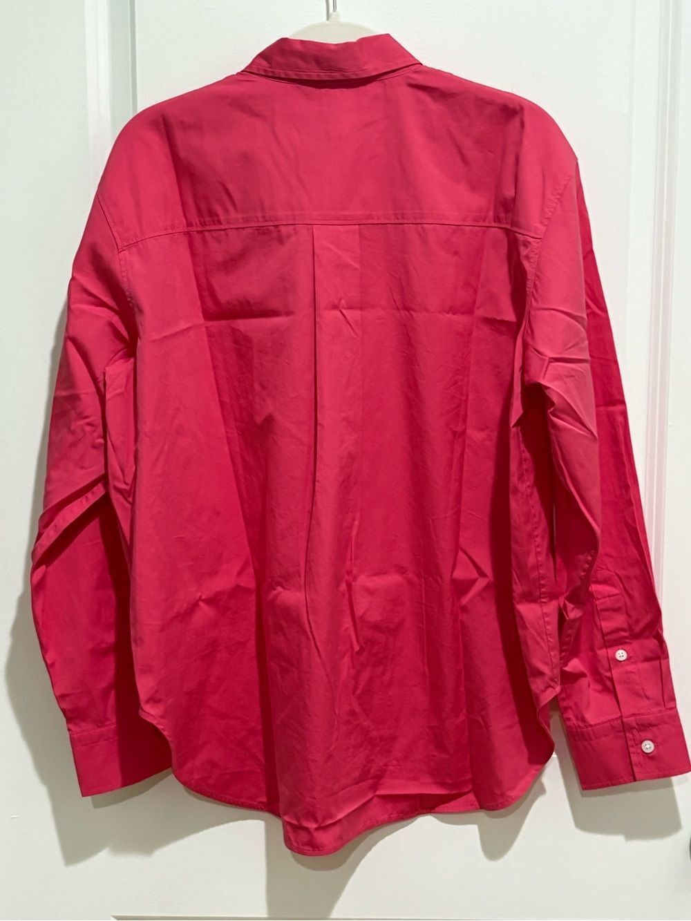 SPANX Poplin Oversized Hot Pink Button-Down Shirt - Picture 3 of 5